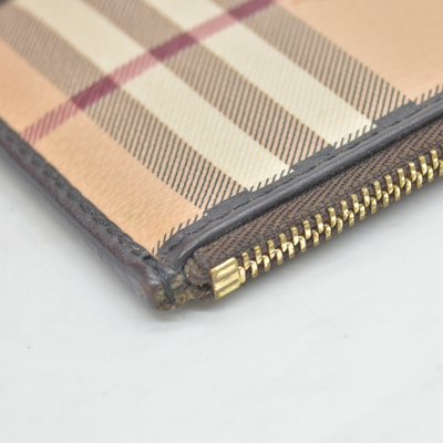 $350 BURBERRY Nova Check Coated Canvas Key Case Beige