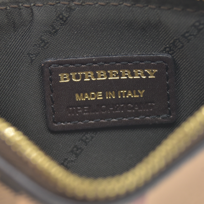 $350 BURBERRY Nova Check Coated Canvas Key Case Beige