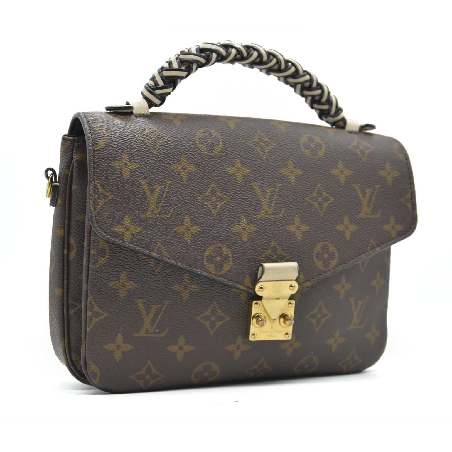 LOUIS VUITTON Monogram Braided Pochette Metis Creme Beige