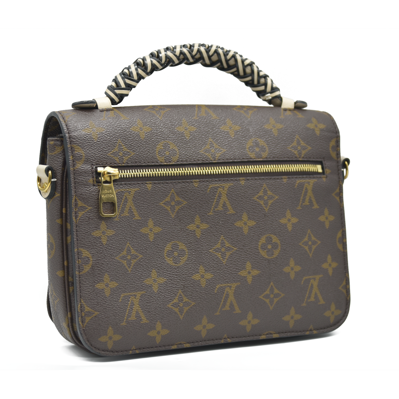 LOUIS VUITTON Monogram Braided Pochette Metis Creme Beige