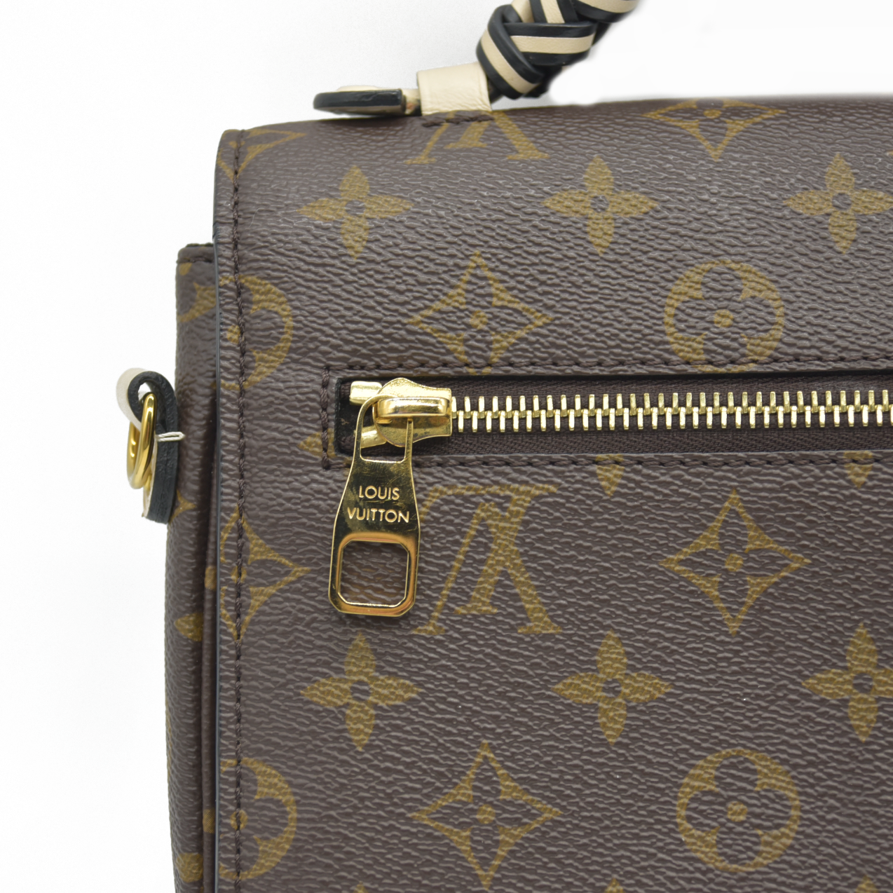 LOUIS VUITTON Monogram Braided Pochette Metis Creme Beige