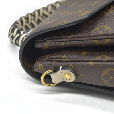 LOUIS VUITTON Monogram Braided Pochette Metis Creme Beige