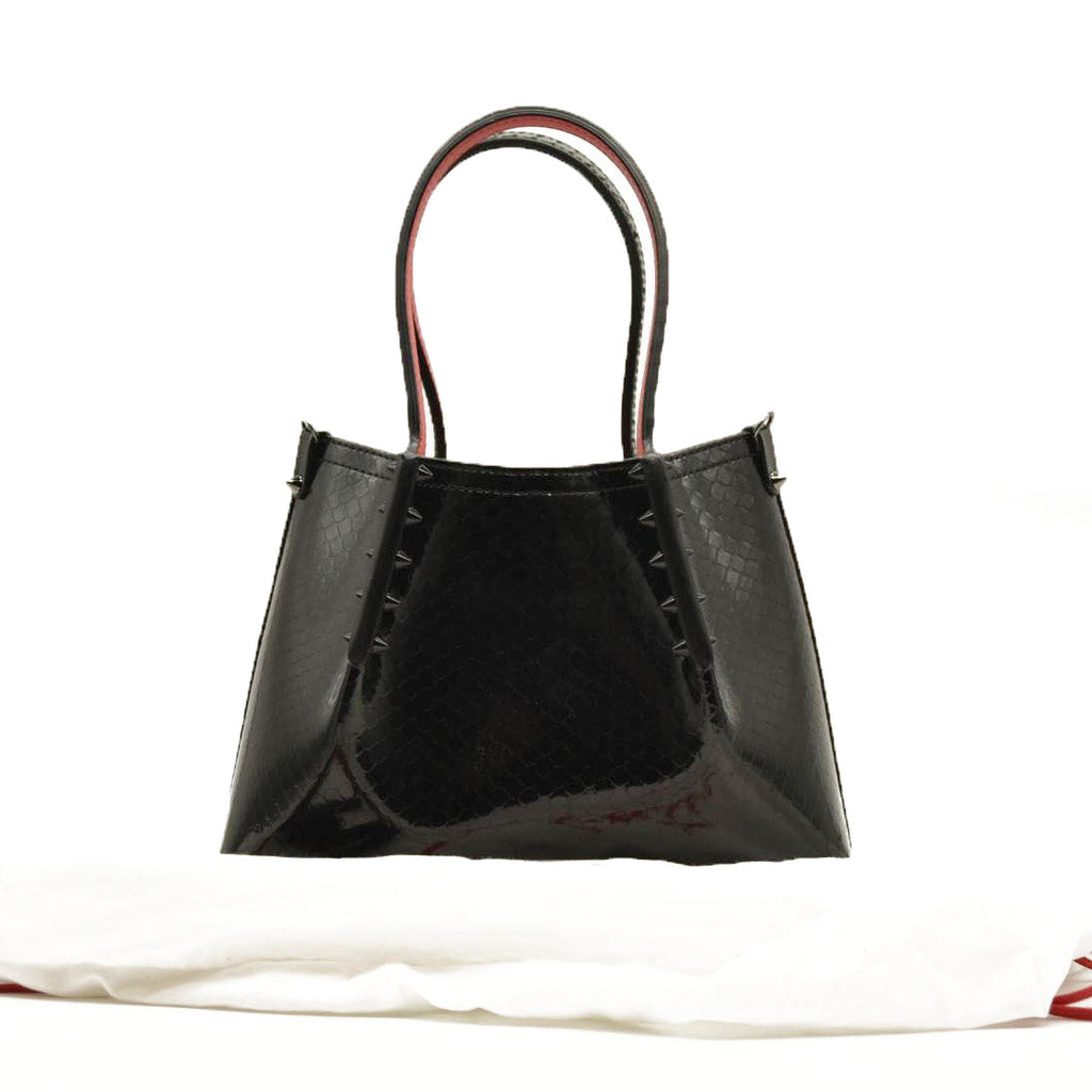CHRISTIAN LOUBOUTIN Patent Embossed Spiked Mini Cabarock Shopper