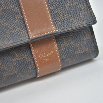 $690 Celine Triomphe Canvas Trifold Compact Wallet CONSIGNMENT