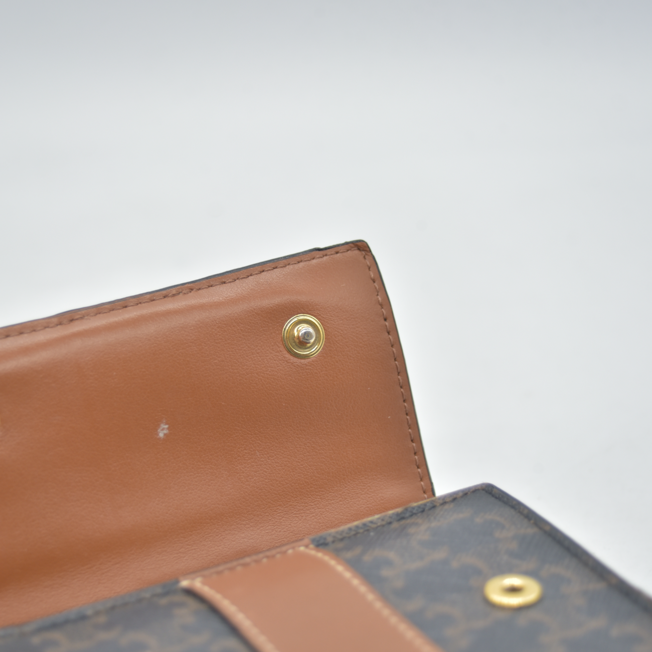 $690 Celine Triomphe Canvas Trifold Compact Wallet CONSIGNMENT