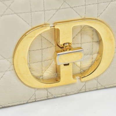 $4400 Christian Dior Lambskin Cannage Small Caro Bag Ivory
