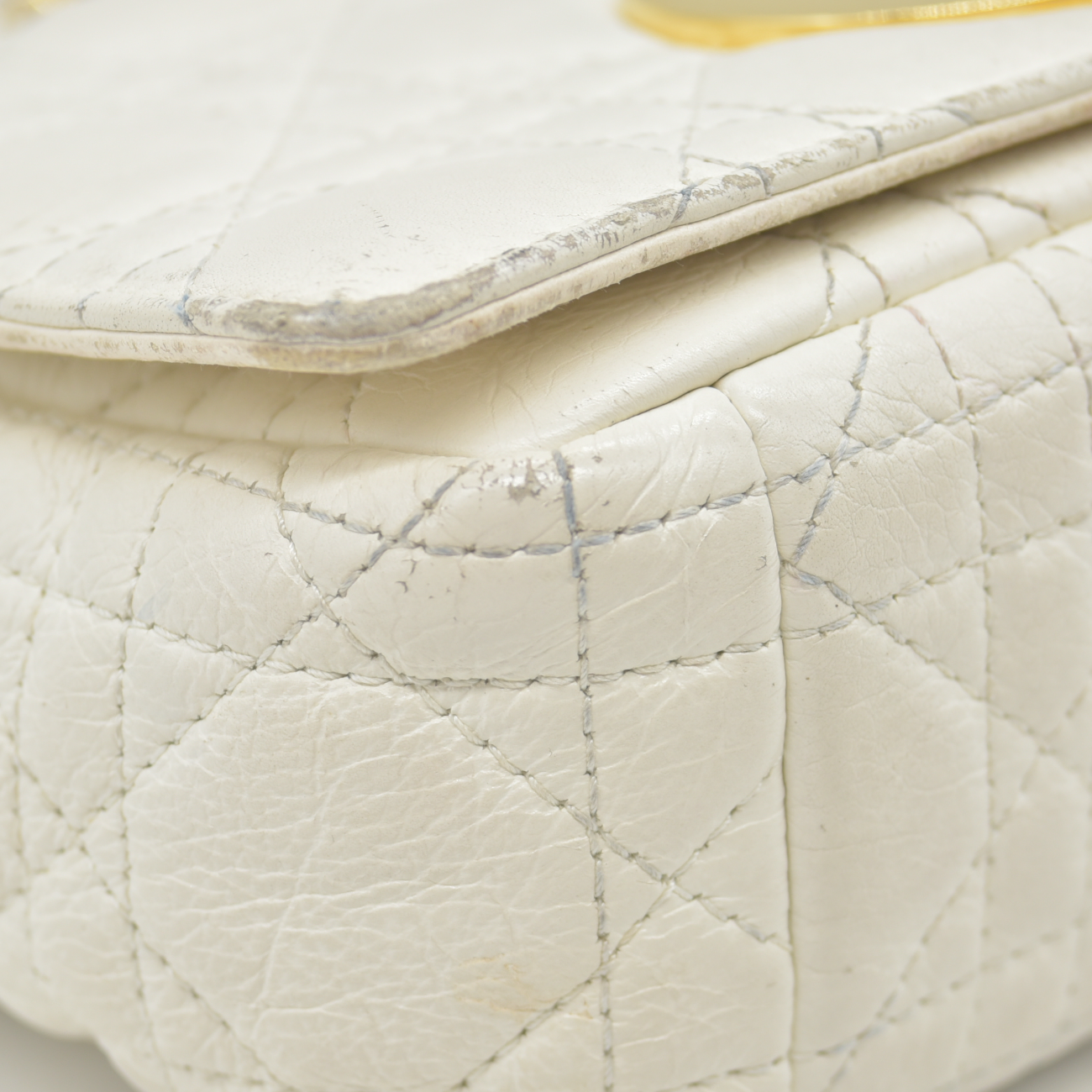 $4400 Christian Dior Lambskin Cannage Small Caro Bag Ivory