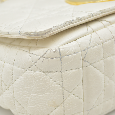 $4400 Christian Dior Lambskin Cannage Small Caro Bag Ivory