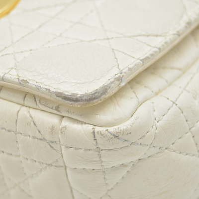 $4400 Christian Dior Lambskin Cannage Small Caro Bag Ivory