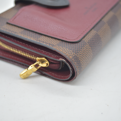 $770 Louis Vuitton Damier Ebene Bordeaux Juliette Wallet Red CONSIGNMENT