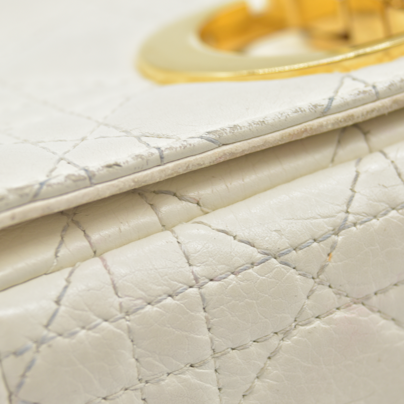 $4400 Christian Dior Lambskin Cannage Small Caro Bag Ivory