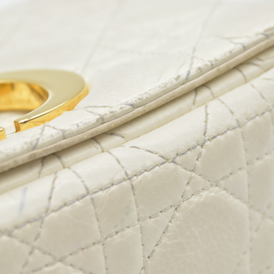 $4400 Christian Dior Lambskin Cannage Small Caro Bag Ivory