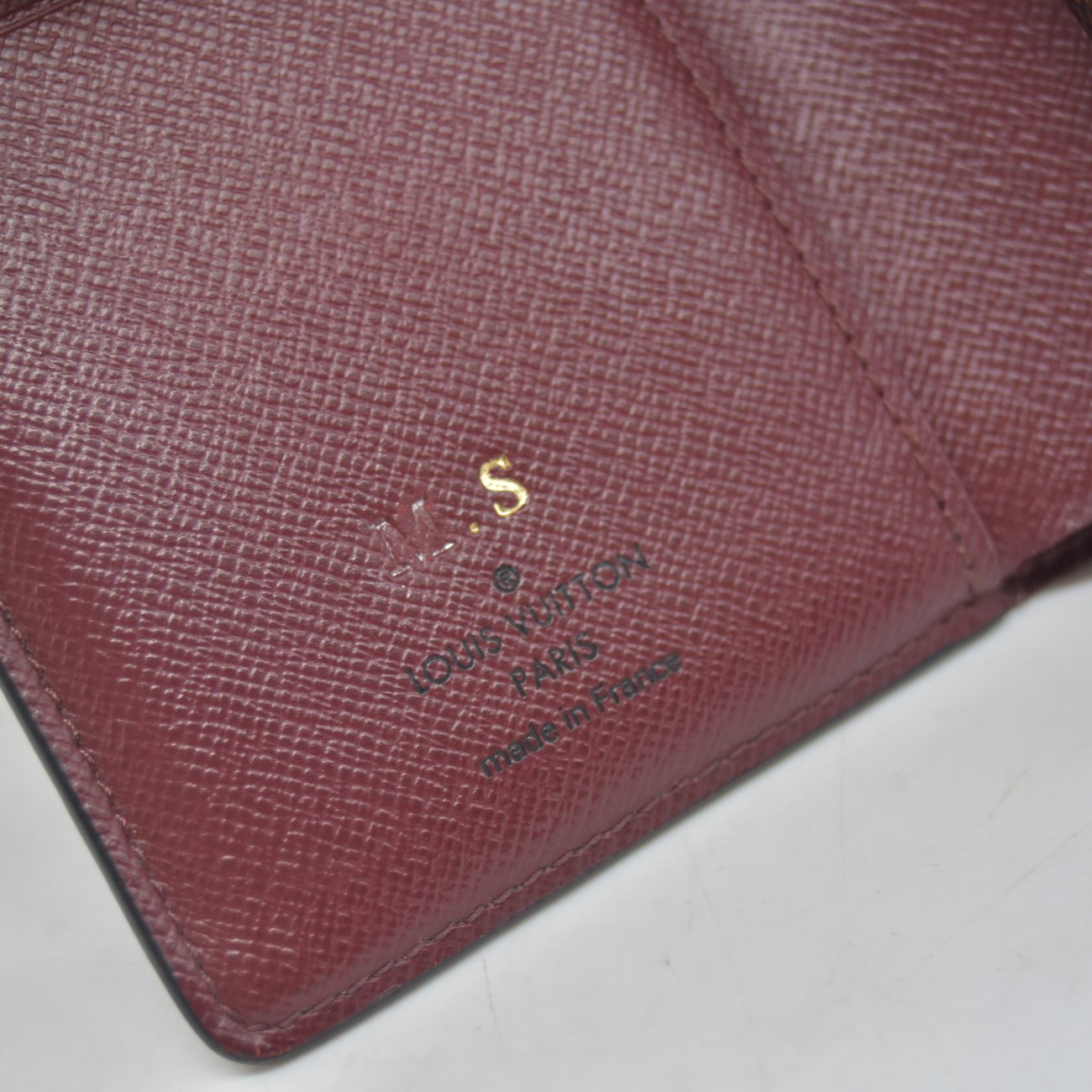 $770 Louis Vuitton Damier Ebene Bordeaux Juliette Wallet Red CONSIGNMENT