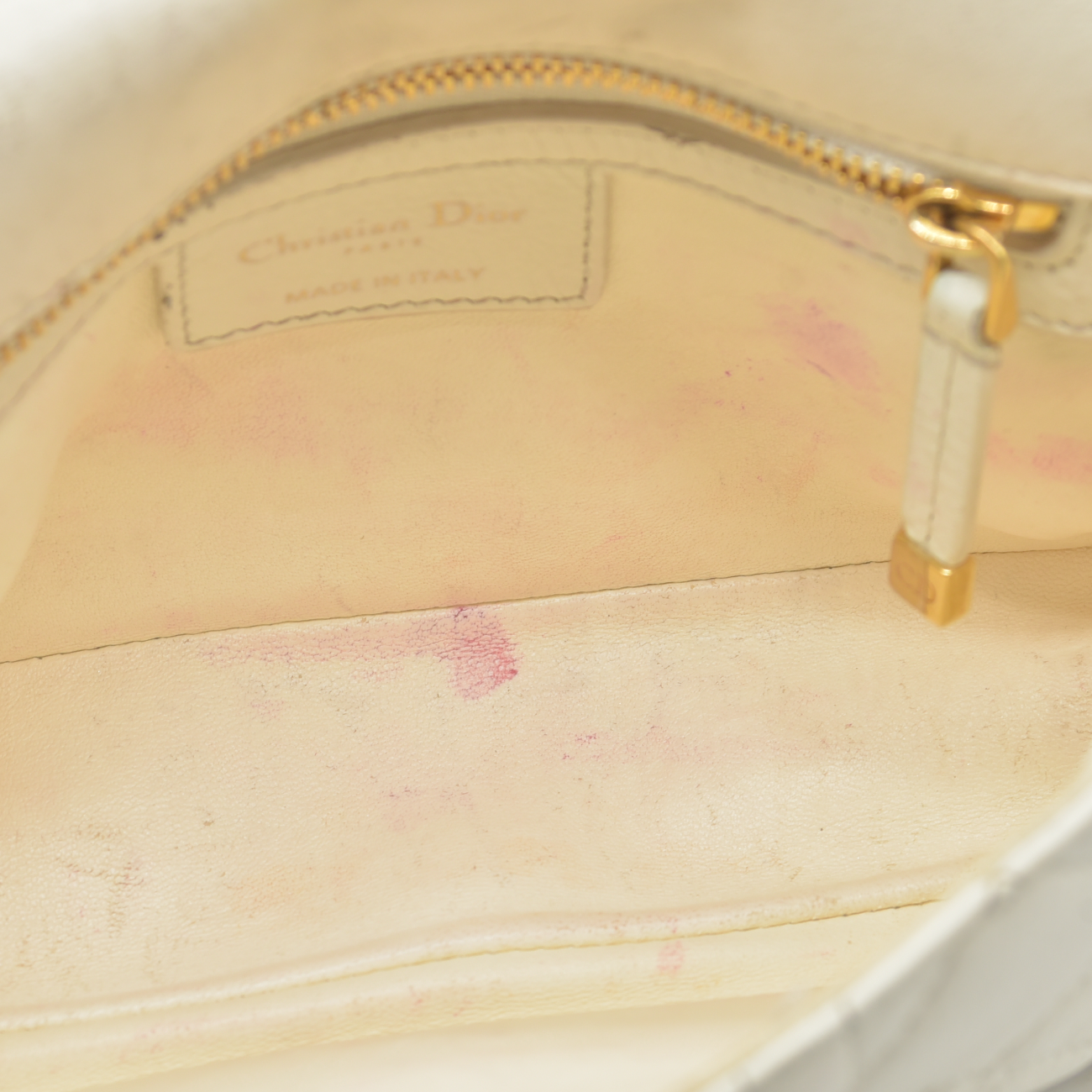 $4400 Christian Dior Lambskin Cannage Small Caro Bag Ivory