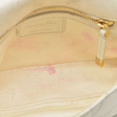 $4400 Christian Dior Lambskin Cannage Small Caro Bag Ivory