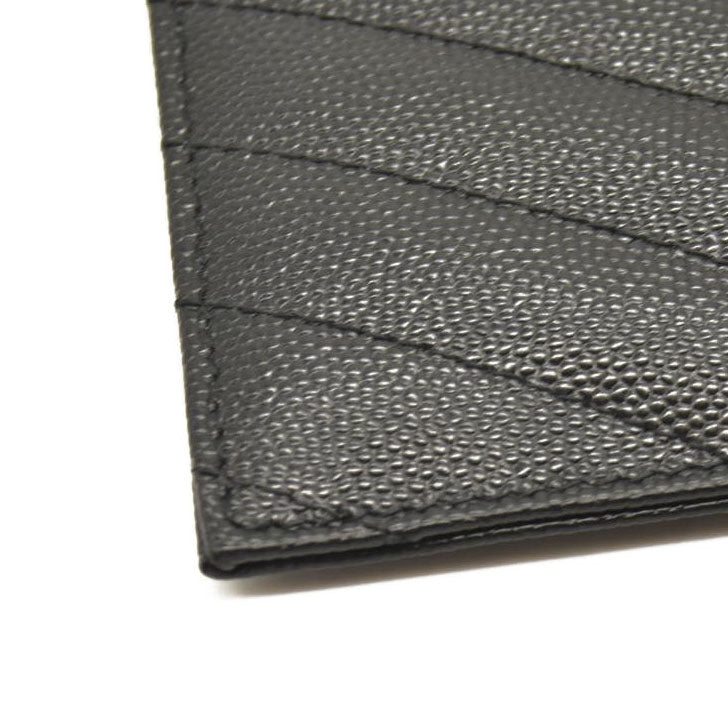 SAINT LAURENT Grain De Poudre Chevron Monogram Large Bill Pouch Black