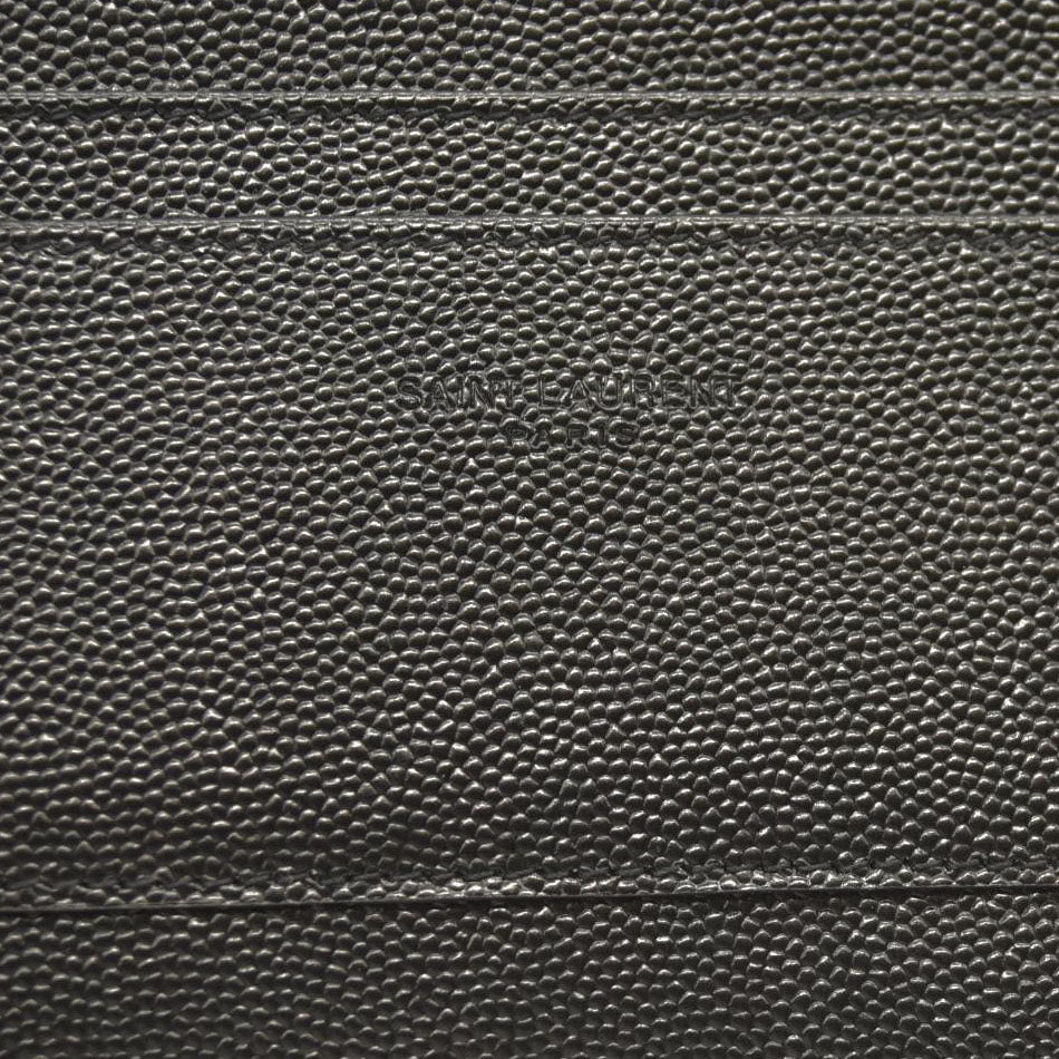 SAINT LAURENT Grain De Poudre Chevron Monogram Large Bill Pouch Black