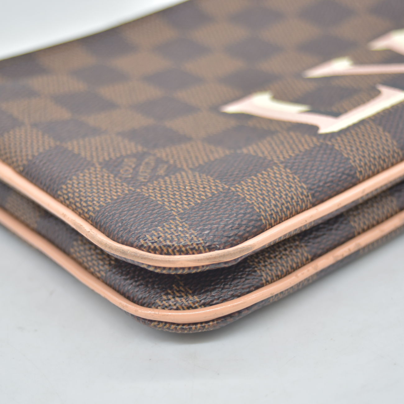 $1420 2020 Louis Vuitton Double Zip Pochette Damier Ebene MI0220
