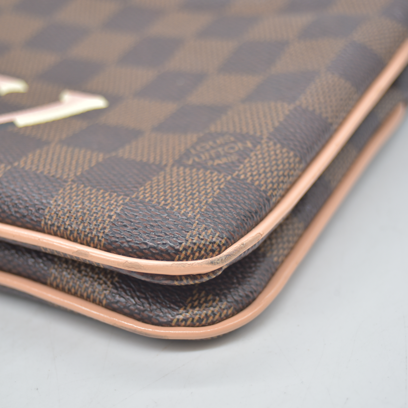$1420 2020 Louis Vuitton Double Zip Pochette Damier Ebene MI0220