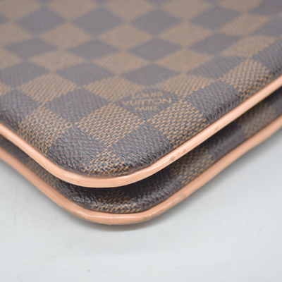 $1420 2020 Louis Vuitton Double Zip Pochette Damier Ebene MI0220