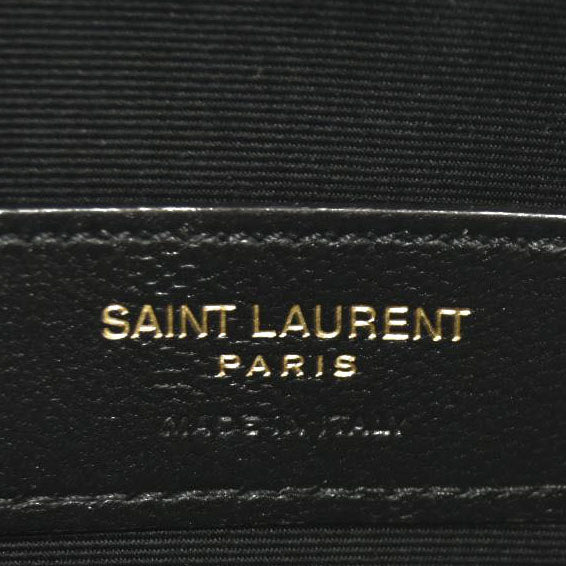 SAINT LAURENT Grain De Poudre Chevron Monogram Large Bill Pouch Black