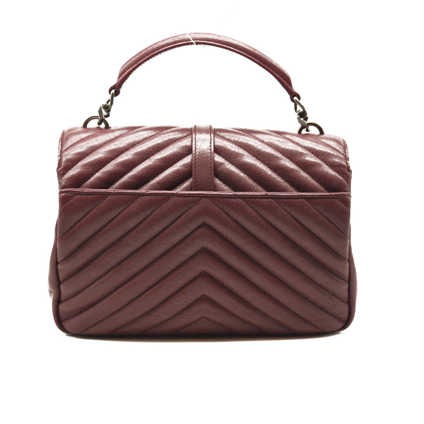 SAINT LAURENT Sheepskin Matelasse Chevron Monogram Medium College Bag Rouge Legion