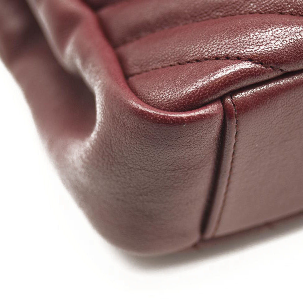 SAINT LAURENT Sheepskin Matelasse Chevron Monogram Medium College Bag Rouge Legion