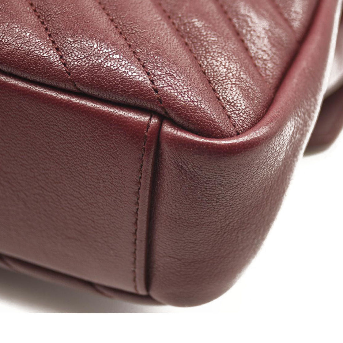 SAINT LAURENT Sheepskin Matelasse Chevron Monogram Medium College Bag Rouge Legion