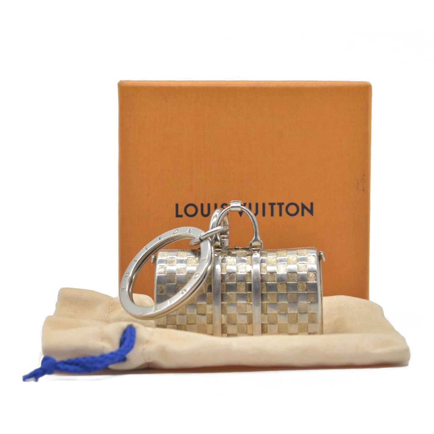 $450 Louis Vuitton Brushed Palladium The Keepall Key Holder Bag Charm CONSIGNMENT