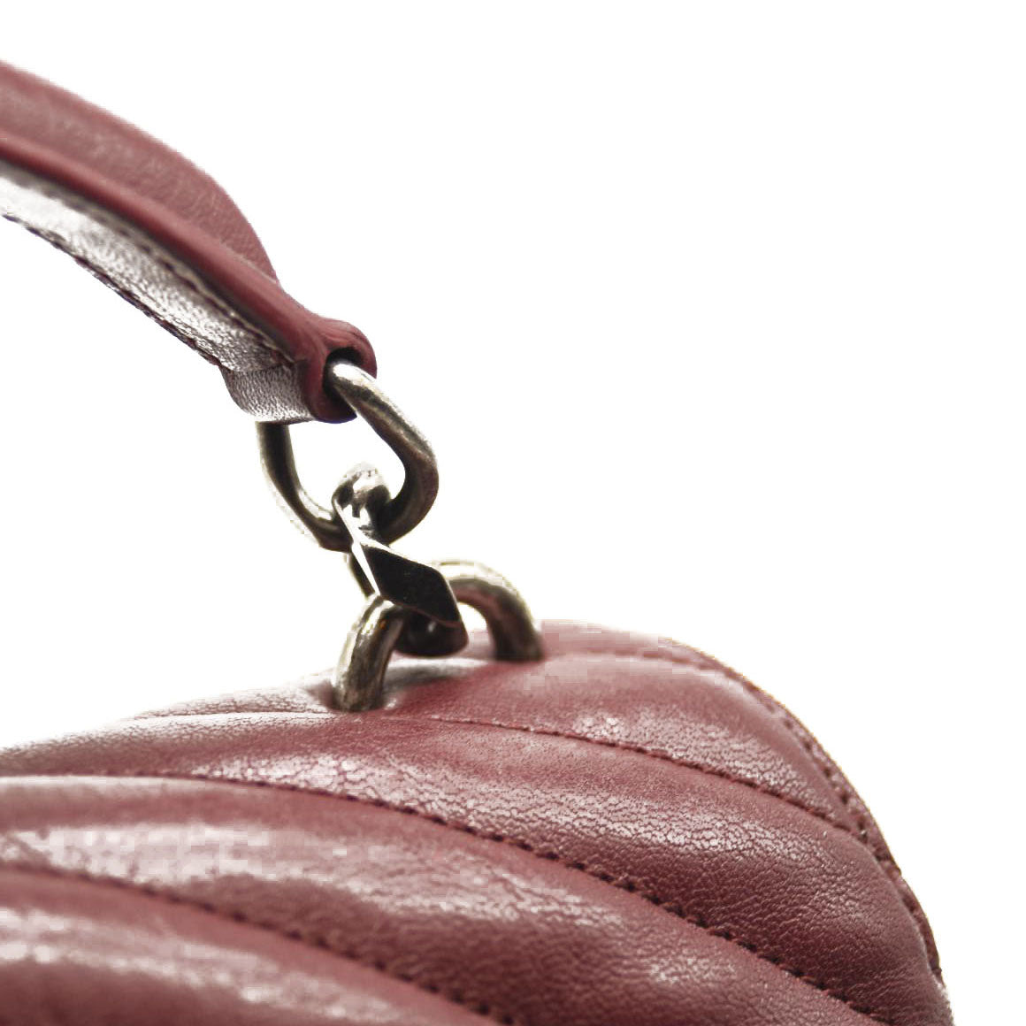 SAINT LAURENT Sheepskin Matelasse Chevron Monogram Medium College Bag Rouge Legion