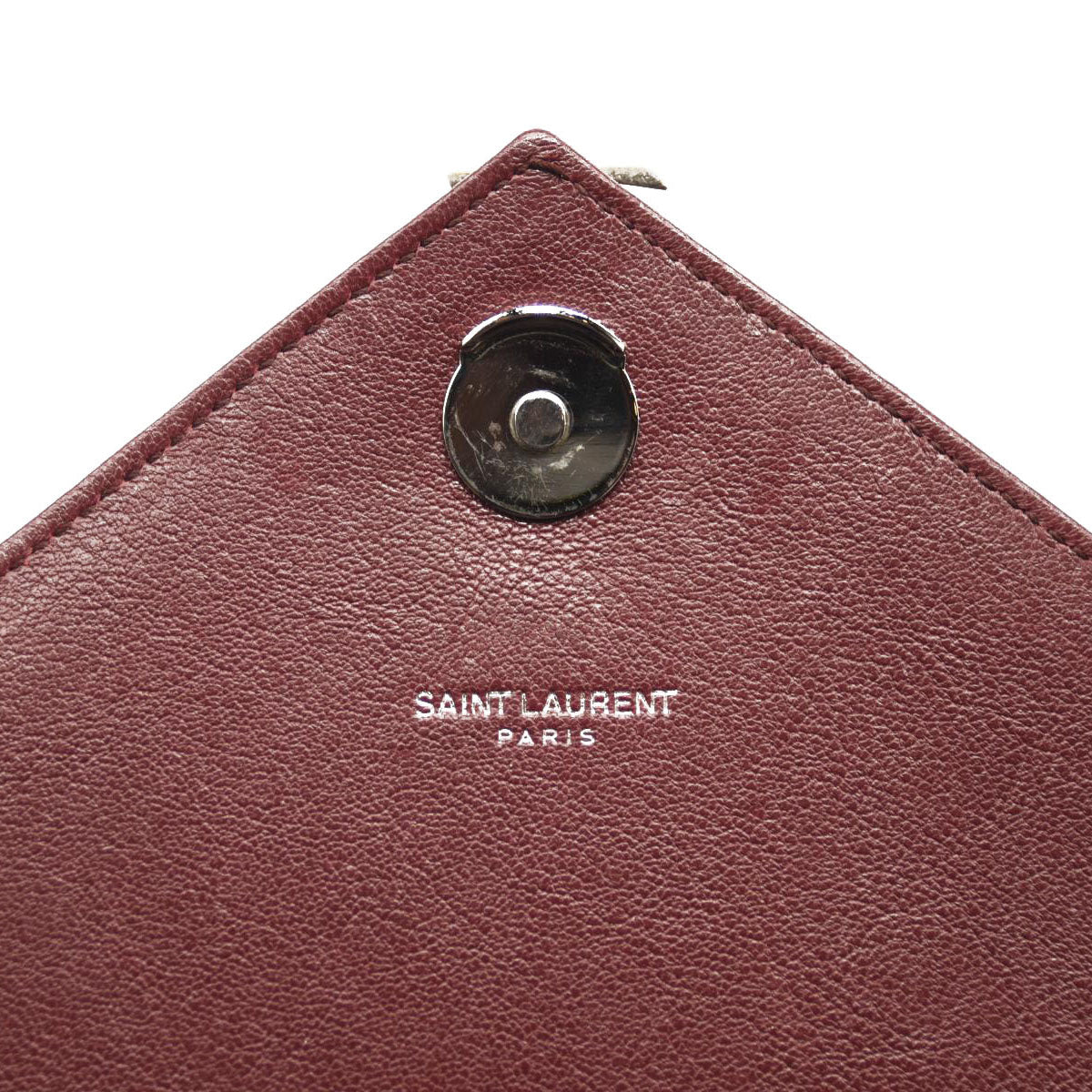 SAINT LAURENT Sheepskin Matelasse Chevron Monogram Medium College Bag Rouge Legion