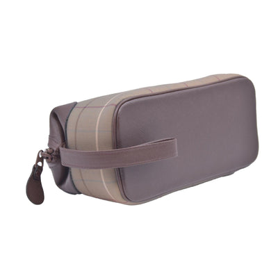 $650 BURBERRYS Coated Canvas Nova Check Wristlet Pouch Dark Brown CONSIGNMENT 10021185