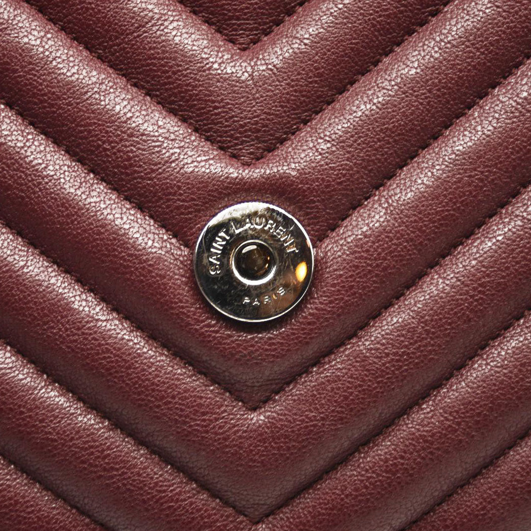 SAINT LAURENT Sheepskin Matelasse Chevron Monogram Medium College Bag Rouge Legion