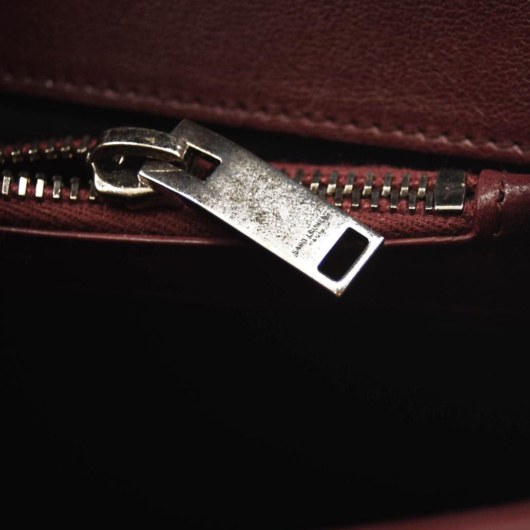 SAINT LAURENT Sheepskin Matelasse Chevron Monogram Medium College Bag Rouge Legion