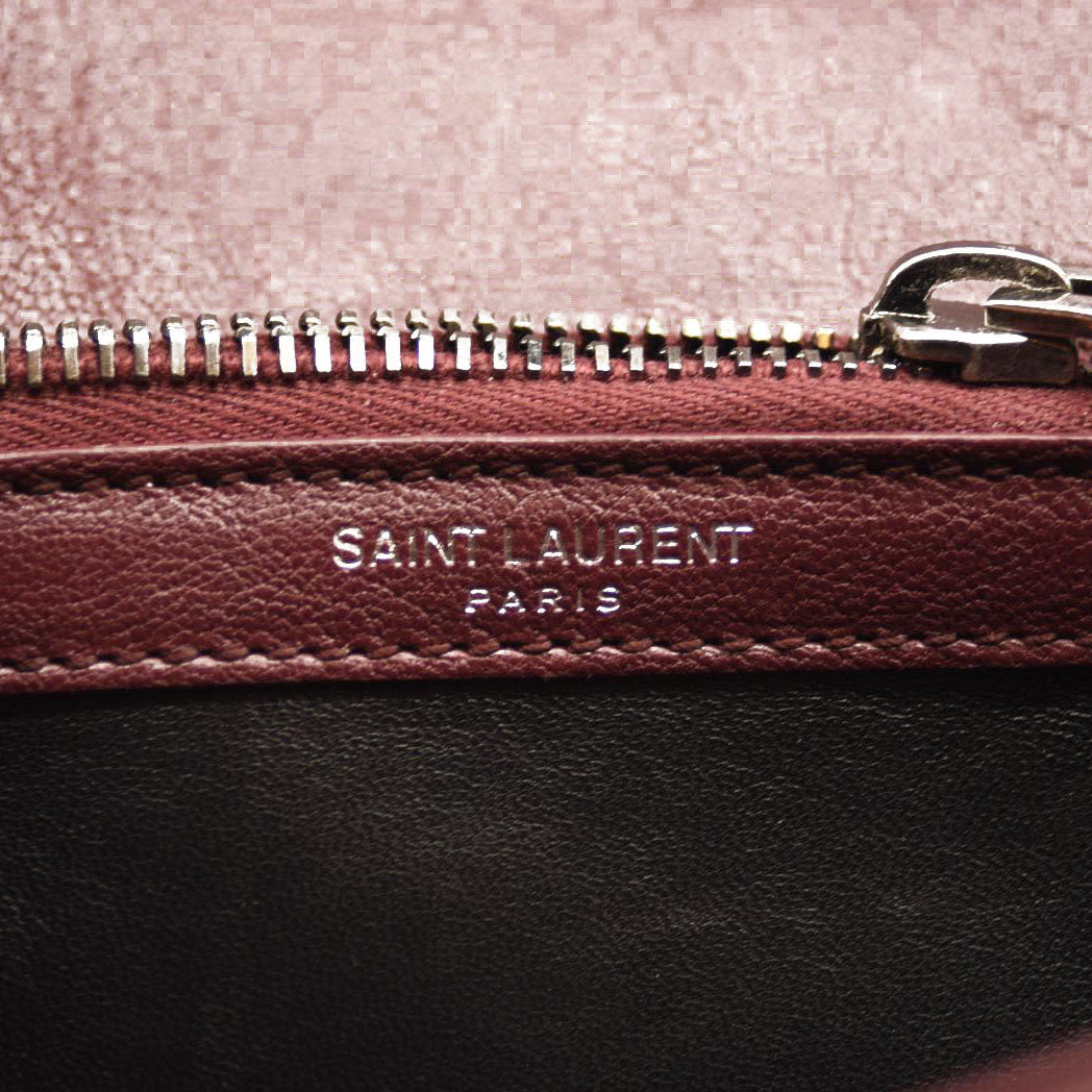 SAINT LAURENT Sheepskin Matelasse Chevron Monogram Medium College Bag Rouge Legion