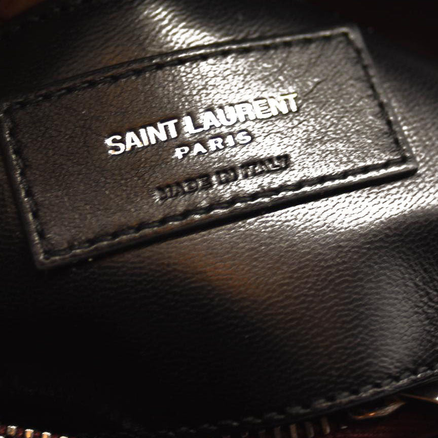 SAINT LAURENT Sheepskin Matelasse Chevron Monogram Medium College Bag Rouge Legion