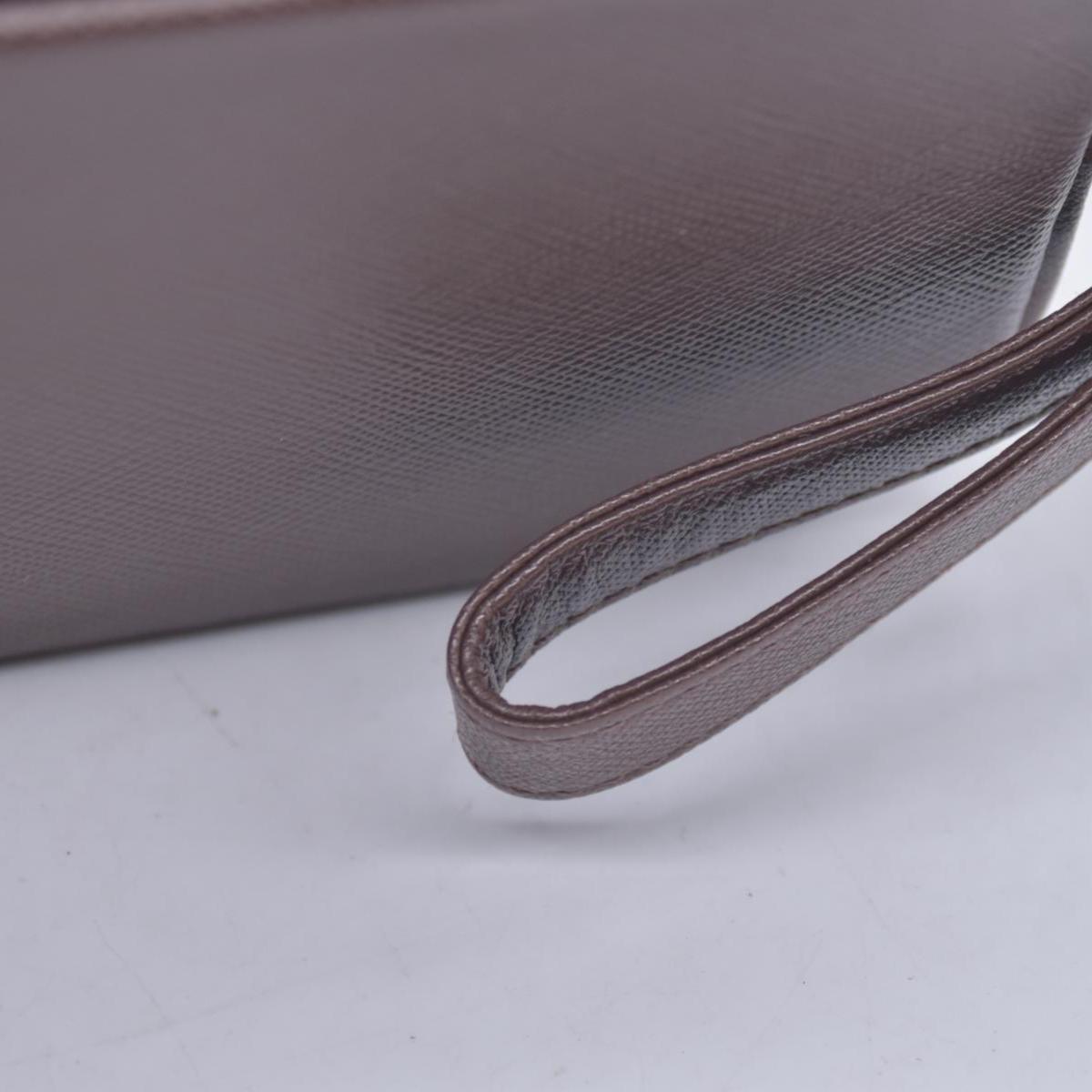 $650 BURBERRYS Coated Canvas Nova Check Wristlet Pouch Dark Brown CONSIGNMENT 10021185