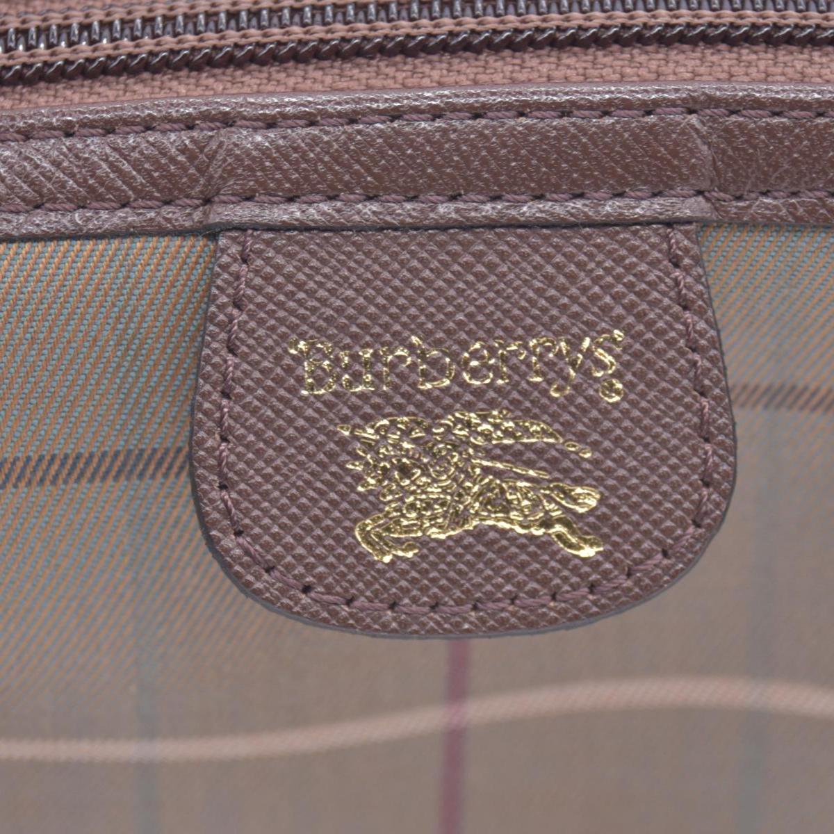 $650 BURBERRYS Coated Canvas Nova Check Wristlet Pouch Dark Brown CONSIGNMENT 10021185