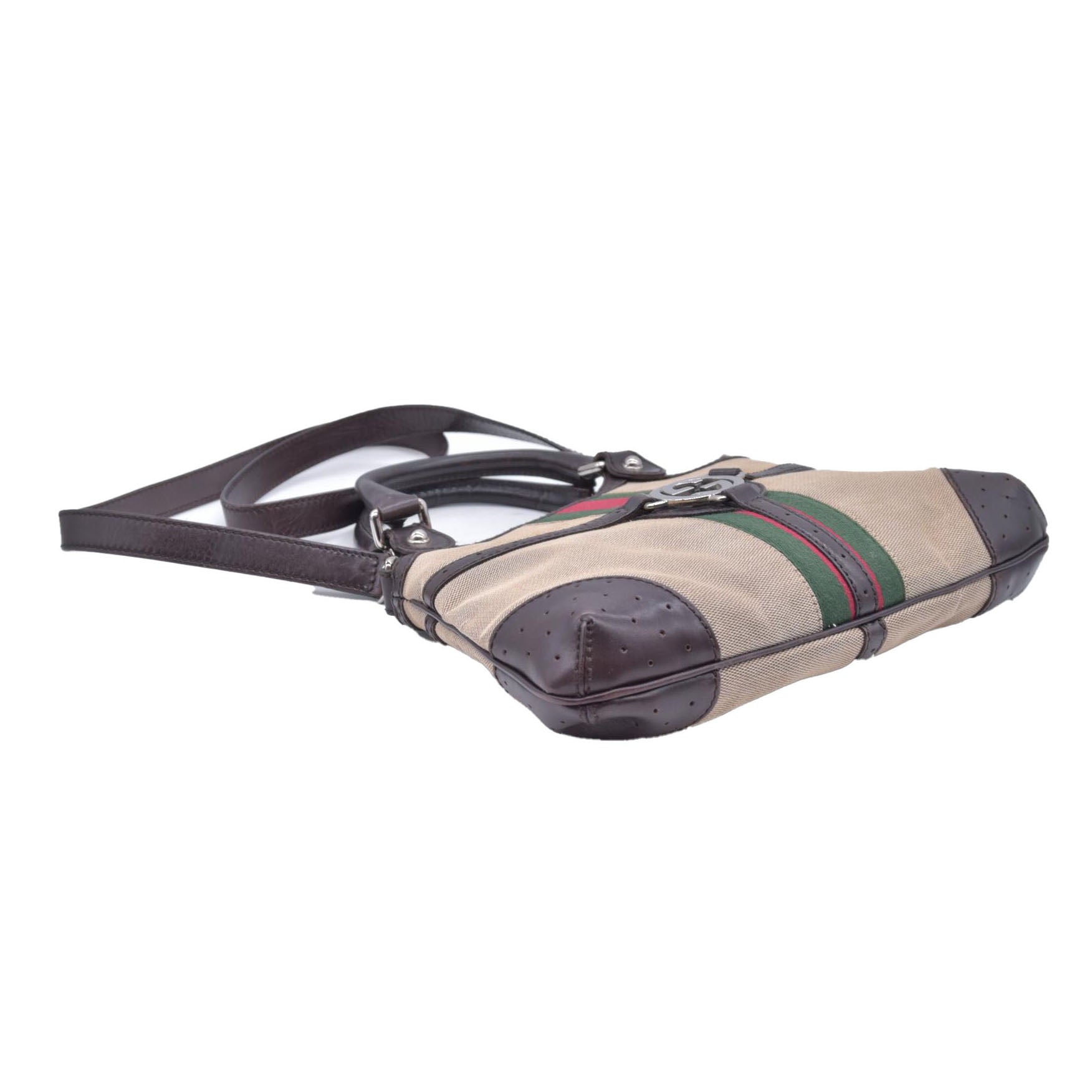 $1650 Gucci GG Web Canvas Reins Bag CONSIGNMENT 10021217