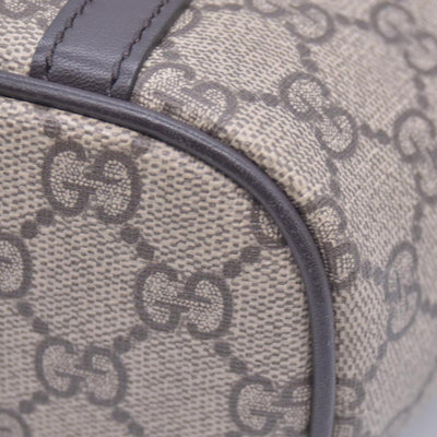 $1350 Gucci GG Supreme Monogram Medium Zippered Tote Dark Brown CONSIGNMENT 10021244