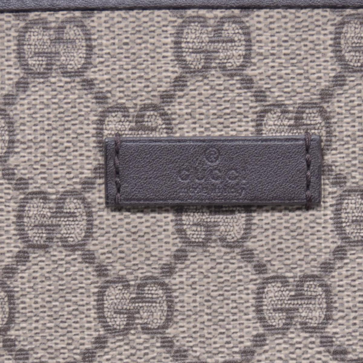 $1350 Gucci GG Supreme Monogram Medium Zippered Tote Dark Brown CONSIGNMENT 10021244