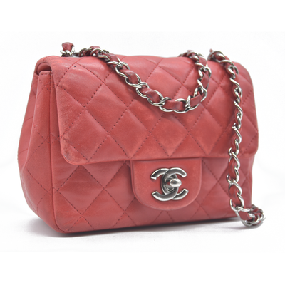 $5200 Chanel Classic Mini Square Flap Bag Red