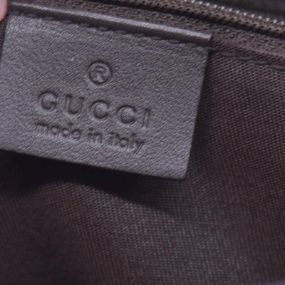 $1350 Gucci GG Supreme Monogram Medium Zippered Tote Dark Brown CONSIGNMENT 10021244
