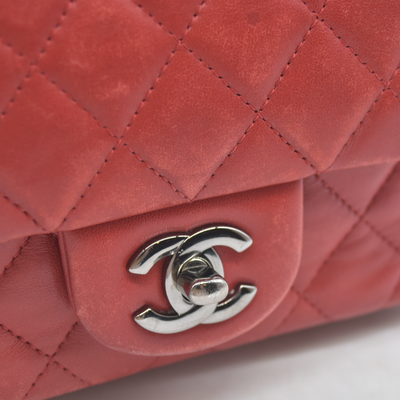 $5200 Chanel Classic Mini Square Flap Bag Red