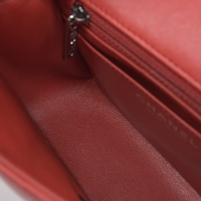 $5200 Chanel Classic Mini Square Flap Bag Red