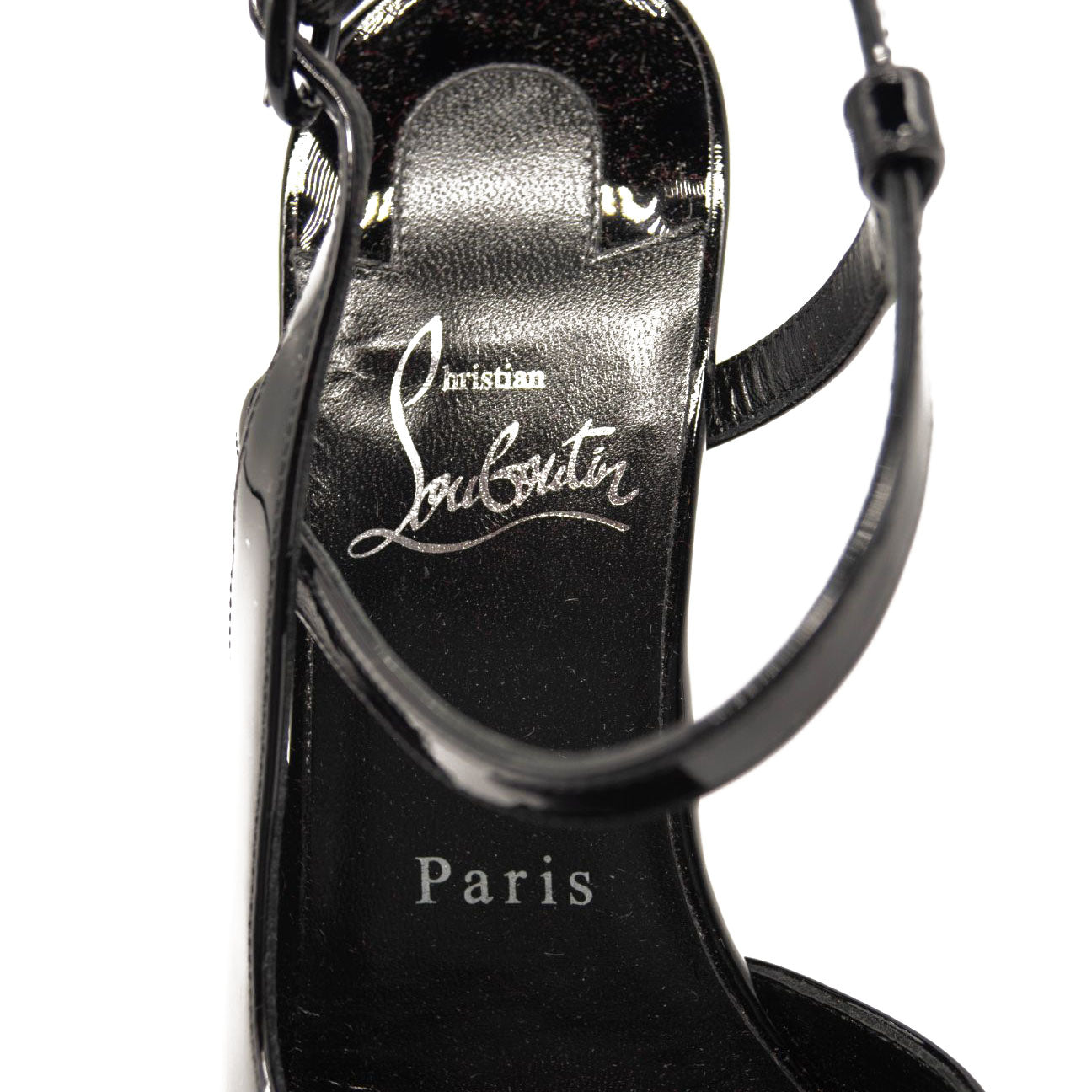 NEW CHRISTIAN LOUBOUTIN Black Patent Leather So Jenlove D'orsay Sandals Size 37.5