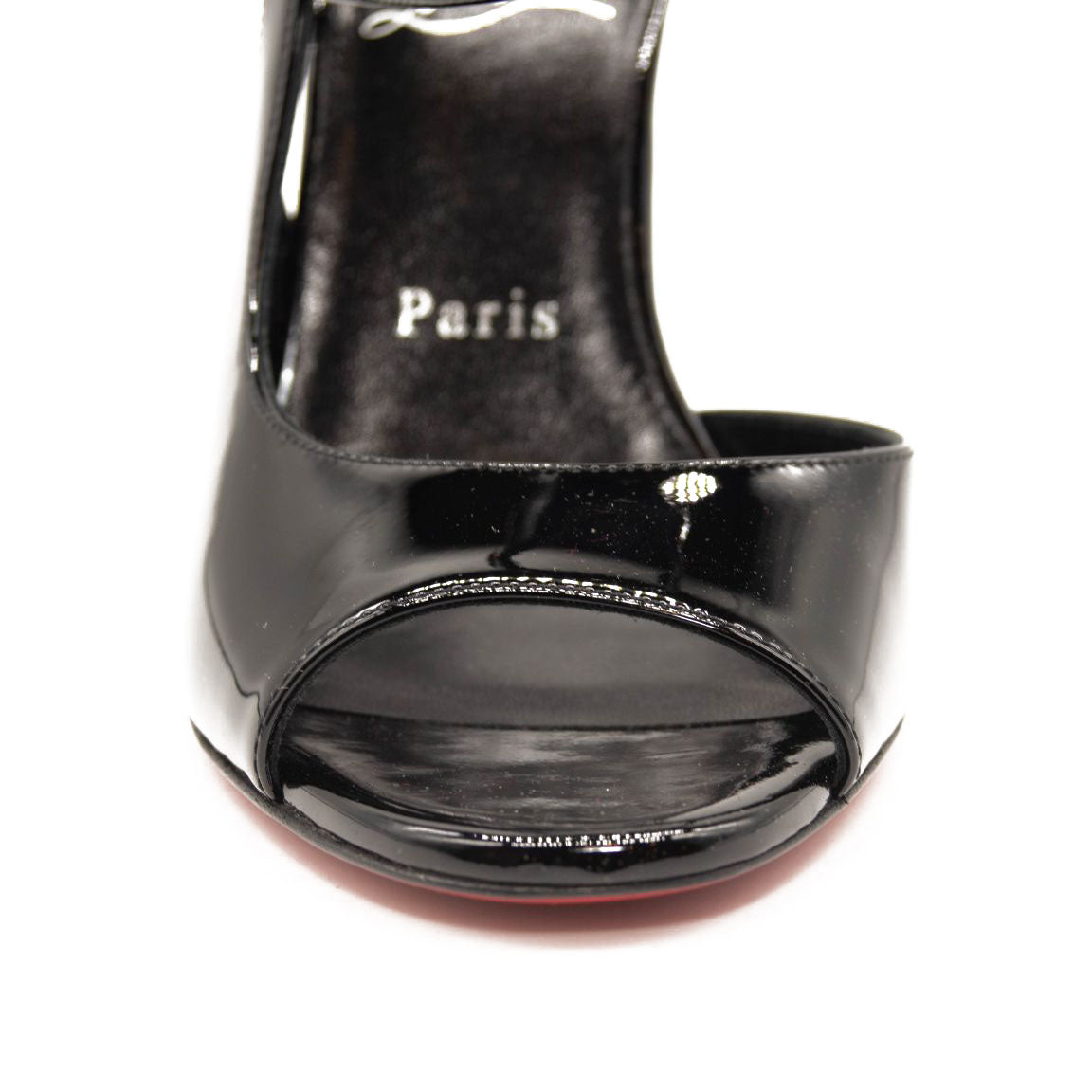 NEW CHRISTIAN LOUBOUTIN Black Patent Leather So Jenlove D'orsay Sandals Size 37.5