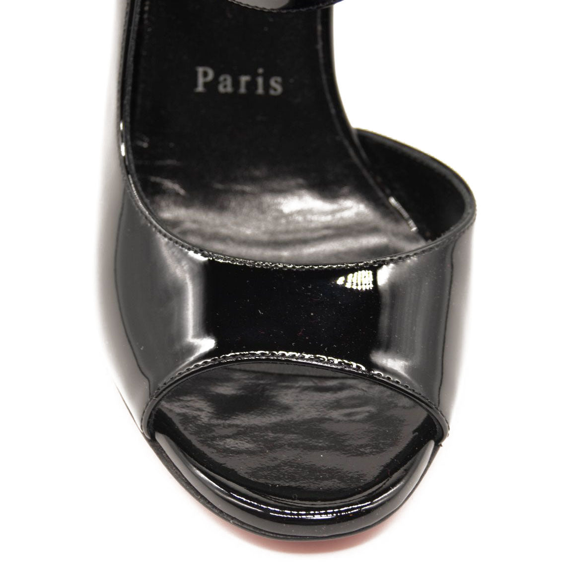 NEW CHRISTIAN LOUBOUTIN Black Patent Leather So Jenlove D'orsay Sandals Size 37.5