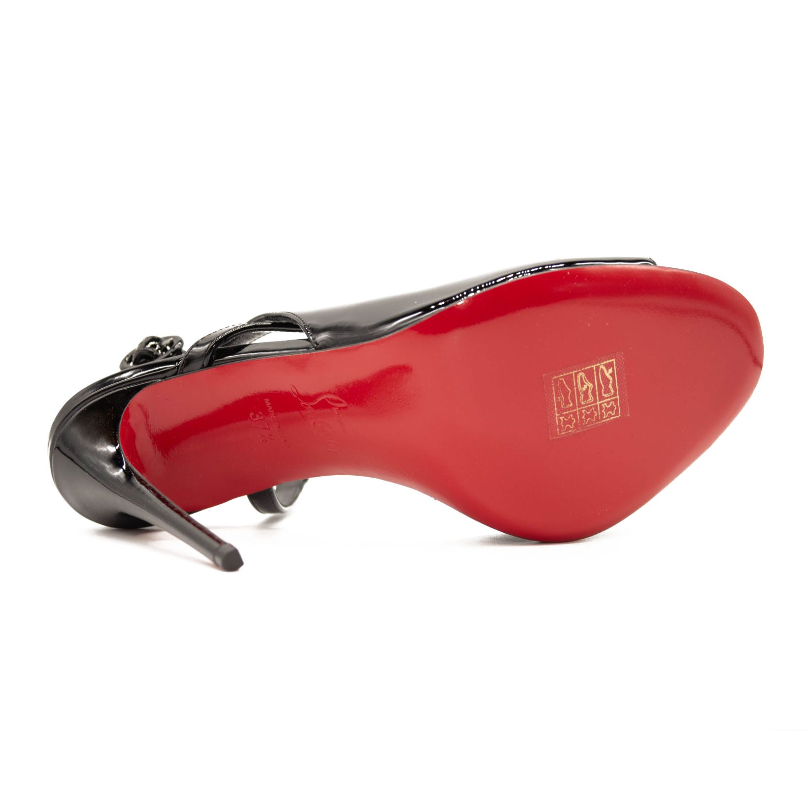 NEW CHRISTIAN LOUBOUTIN Black Patent Leather So Jenlove D'orsay Sandals Size 37.5