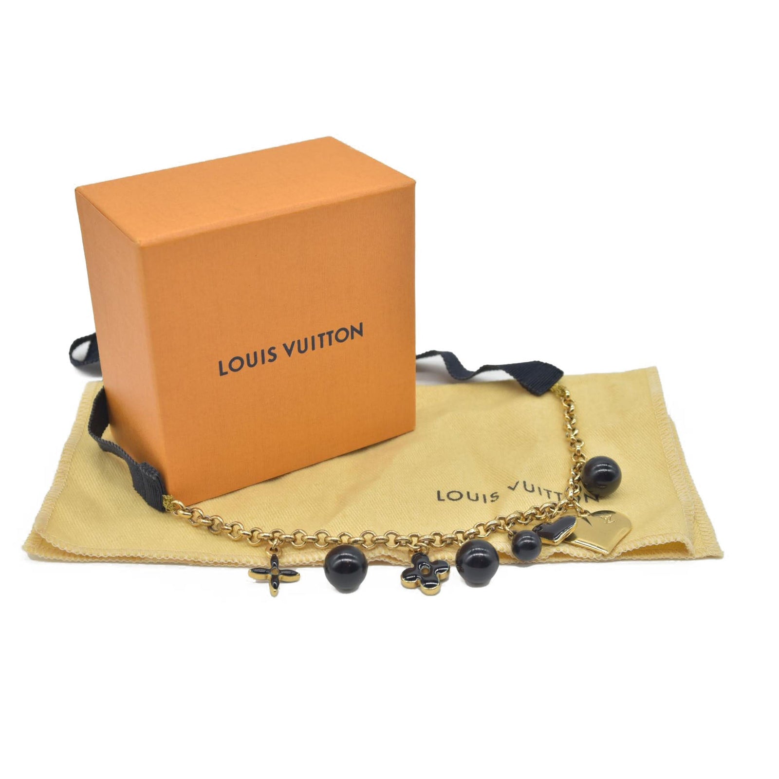 Louis Vuitton Golden Metal and Navy Pendant Necklace CONSIGNMENT